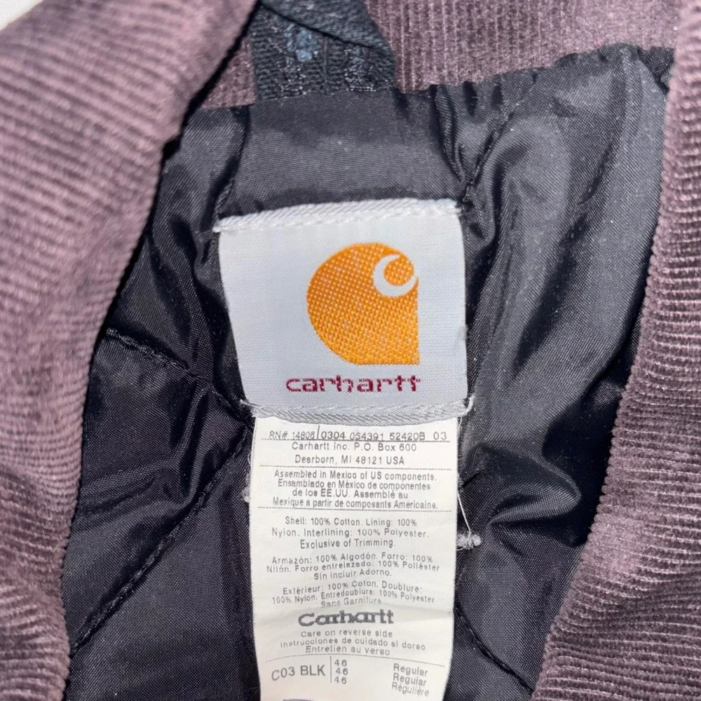 Carhartt Mens Work Chore Coat Jacket Black‎ C03 BLK Regular Lined Size 46